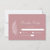 ROE Roze & Witte Eenvoudige Bruiloft RSVP Kaartje (Voorkant)