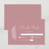 ROE Roze & Witte Eenvoudige Bruiloft RSVP Kaartje (Voorkant / Achterkant)