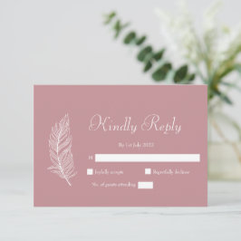 ROE Roze & Witte Eenvoudige Bruiloft RSVP Kaartje