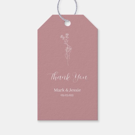ROE Roze & Witte Eenvoudige Trouw Cadeaulabel (Voorkant)