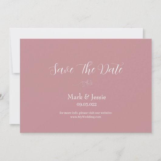 ROE Roze & Witte Eenvoudige Trouw Save The Date (Voorkant)