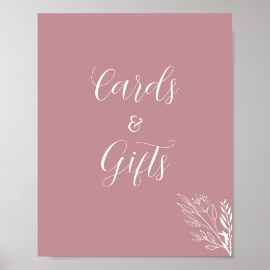 ROE Roze & Witte Kaarten Cadeaus Bord Poster (Voorkant)