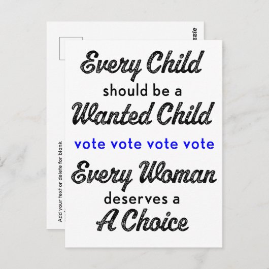 Roe v. Wade Pro - Keuze uit de stemming Briefkaart (Voorkant / Achterkant)