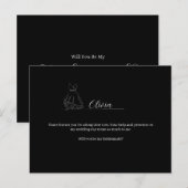 ROE Zwart & Wit Eenvoudig Bruidsmeisje Briefkaart (Voorkant / Achterkant)