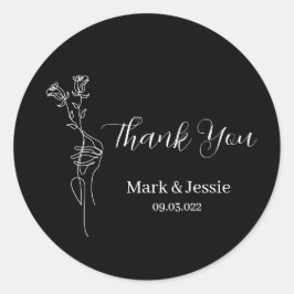 ROE Zwart & Wit Eenvoudig Bruiloft Label