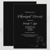 ROE Zwart & Wit Eenvoudig Bruiloft repetitie diner Kaart (Voorkant / Achterkant)