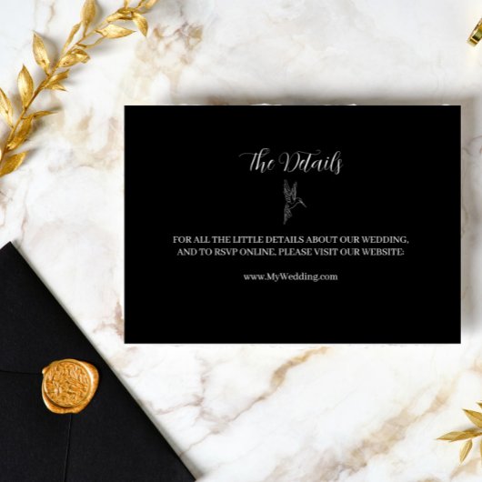 ROE Zwart & Wit Eenvoudig Huwelijk Informatiekaartje