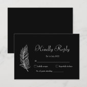 ROE Zwart & Wit Eenvoudig Huwelijk RSVP Kaartje (Voorkant / Achterkant)