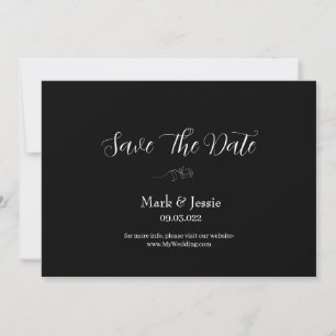 ROE Zwart & Wit Eenvoudig Huwelijk Save The Date