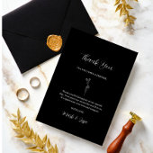 ROE Zwart & Wit Eenvoudige Bruiloft Bedankkaart