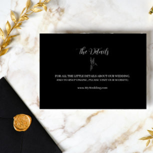 ROE Zwart & Wit Eenvoudige Bruiloft Informatiekaartje