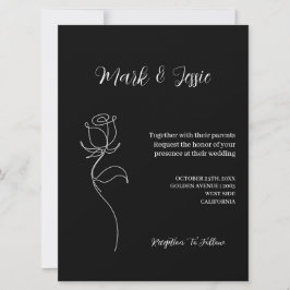 ROE Zwart & Wit Eenvoudige Bruiloft Kaart