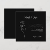 ROE Zwart & Wit Eenvoudige Bruiloft Kaart (Voorkant / Achterkant)