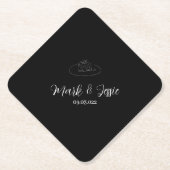 ROE Zwart & Wit Eenvoudige Bruiloft Kartonnen Onderzetters (Voorkant)