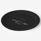 ROE Zwart & Wit Eenvoudige Bruiloft Papieren Bordje (Gekanteld)