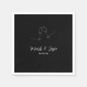 ROE Zwart & Wit Eenvoudige Bruiloft Servet (Voorkant)