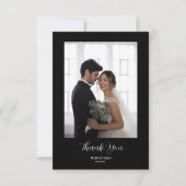 ROE Zwart & Wit Eenvoudige foto bruiloft Bedankkaart (Voorkant)