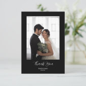 ROE Zwart & Wit Eenvoudige foto bruiloft Bedankkaart (Staand voorkant)