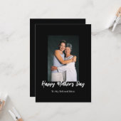 ROE Zwart & Wit Eenvoudige Moederdag Groet Kaart (Voorkant / Achterkant in situ)