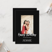 ROE Zwart & Wit Eenvoudige Verjaardag Beste Vriend Kaart (Voorkant / Achterkant in situ)