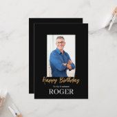 ROE Zwart & Wit Eenvoudige Verjaardag Man Groet Kaart (Voorkant / Achterkant in situ)