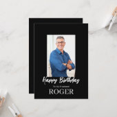 ROE Zwart & Wit Eenvoudige Verjaardag Man Groet Kaart (Voorkant / Achterkant in situ)