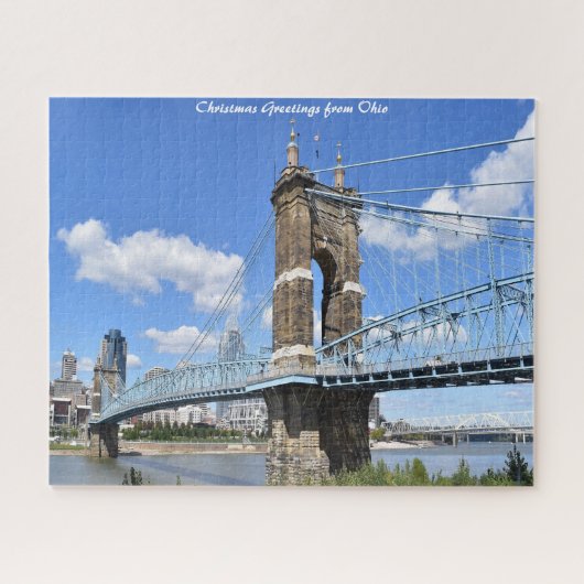 Roebling Bridge Ohio. kerstgroet Legpuzzel (Horizontaal)