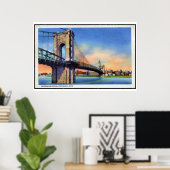 Roebling Suspension Bridge, Cincinnati, OH Poster (Thuiskantoor)