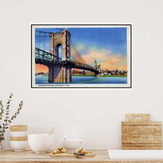  Roebling Suspension Bridge, Cincinnati, OH Poster (Keuken)