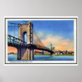  Roebling Suspension Bridge, Cincinnati, OH Poster (Voorkant)