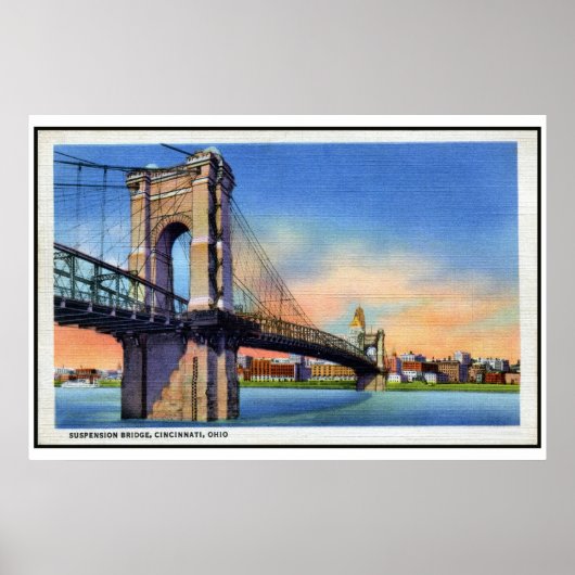 Roebling Suspension Bridge, Cincinnati, OH Poster (Voorkant)