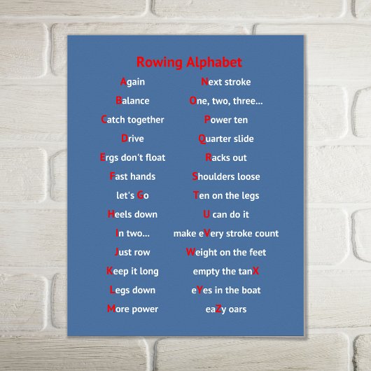 Roedel alfabet blauwe sport poster