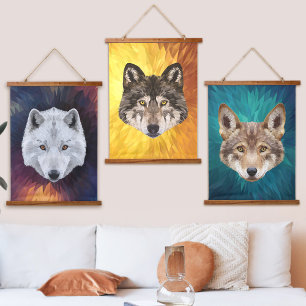Roedel Wolven Modern Abstract Veelhoekig Pop Art Hangend Wandkleed