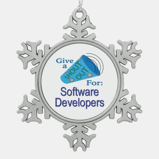 Roeep uit voor softwareontwikkelaars tin sneeuwvlok ornament (Voorkant)
