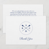 Roei riemen initials bedankkaart (Voorkant / Achterkant)