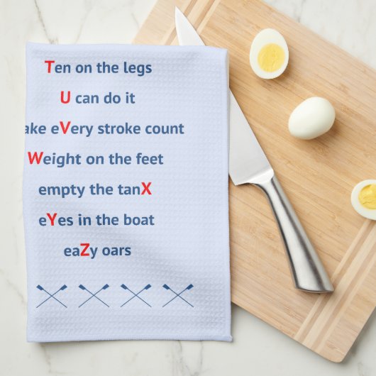 Roeialfabet bleek blauw theedoek (Quarter Fold)