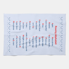 Roeialfabet bleek blauw theedoek