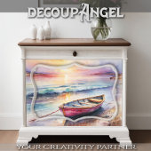 Roeiboot bij Sunset Bliss - Decoupage - Tissuepapier