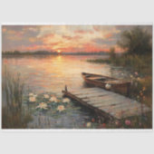 roeiboot bij Sunset Lake Decoupage Tissuepapier (Voorkant)