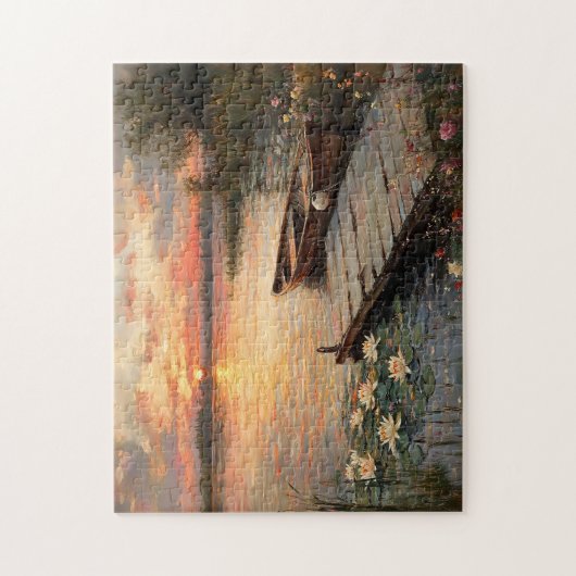  roeiboot bij Sunset Lake Legpuzzel (Verticaal)