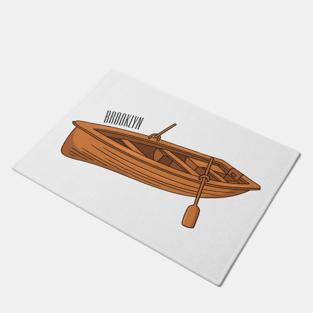 Roeiboot cartoon illustratie deurmat (Schuin)