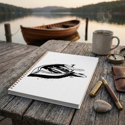 Roeiboot Illustratie Nautilus Zwart en Wit Planner