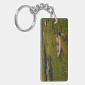 Roeiboot in gras landschap foto acryl sleutelhanger (Voorkant Links)
