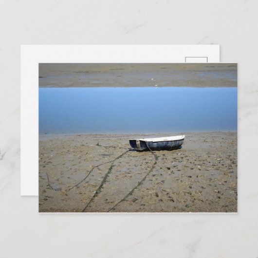 Roeiboot op de moddervlakte briefkaart (Voorkant / Achterkant)