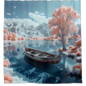 Roeiboot op een Lake Infrared Serenity badkamer Douchegordijn (Voorkant)