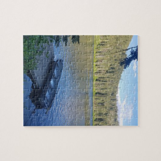 Roeiboot op het meer legpuzzel (Horizontaal)