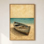 Roeiboot op het Zand Aquarel Kustkunst Poster