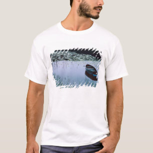 Roeiboot op klein meer omringd door water t-shirt