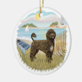 Roeiboot - Portugese Waterdog (bruin) Keramisch Ornament (Links)
