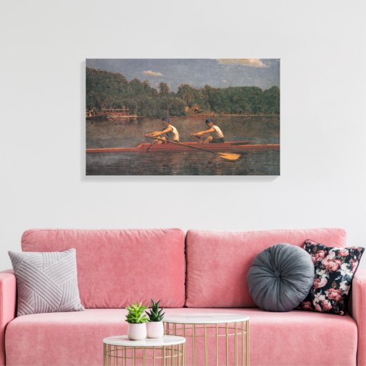 Roeiboot Race op de rivier (door Thomas Eakins) Canvas Afdruk (Insitu (Woonkamer))